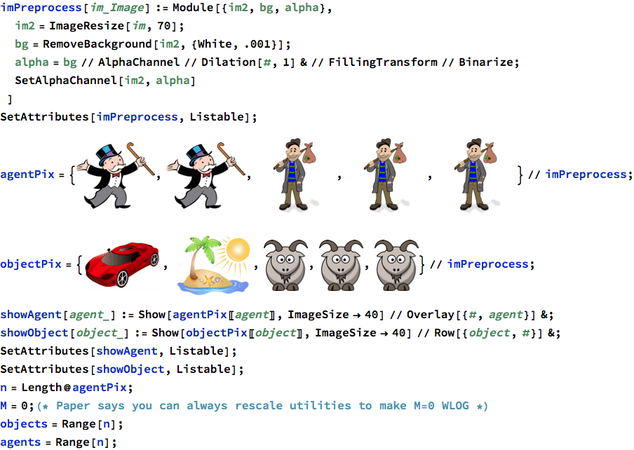 Graphics:PlotLabel /. Options[{imPreprocess[im_Image] := Module[{im2, bg, alpha}, im2 = ImageResize[im, 70] ; bg = RemoveBackground[im2, {White, .001}] ; alpha = bg//AlphaChannel//Dilation[#, 1] &amp;//FillingTransform//Binarize ; SetAlphaChannel[im2, alpha] ], , SetAttributes[imPreprocess, Listable] ;, , RowBox[{RowBox[{agentPix, =, RowBox[{RowBox[{{, RowBox[{GraphicsBox[TagBox[RasterBox[RawArray[UnsignedInteger8, <859,1020,3>], {{0, 859}, {1020, 0}}, {0, 255}, ColorFunction -> RGBColor], BoxForm`ImageTag[System`Convert`CommonDump`ConvertText[Byte, System`Convert`HTMLDump`htmlsave, HTMLEntities -> {HTMLBasic}, AltMathOutput -> PlotLabel, WindowSize -> {2000, Automatic}, ManipulateOutput -> JPG, CSS -> mma.css, CharacterEncoding -> Automatic, ConversionStyleEnvironment -> None, ConversionRules -> Automatic, HeadAttributes -> {}, HeadElements -> {}, CSS -> Automatic, ConvertLinkedNotebooks -> False, MathOutput -> GIF, GraphicsOutput -> GIF, Graphics3DOutput -> Automatic, ManipulateOutput -> CDF, ConvertClosed -> True, ConvertReverseClosed -> False, FullDocument -> True, AltMathOutput -> FileName, TableOutput -> {TextForm, Automatic}, AnimationOutput -> Automatic, FilesDirectory -> HTMLFiles, LinksDirectory -> HTMLLinks, HTMLEntities -> {HTML}, AllowBlockMathML -> False, ShowStyles -> True, DataUri -> False, MathMLOptions -> {UseUnicodePlane1Characters -> False, IncludeMarkupAnnotations -> False, Entities -> MathML}], ColorSpace -> System`Convert`CommonDump`ConvertText[RGB, System`Convert`HTMLDump`htmlsave, HTMLEntities -> {HTMLBasic}, AltMathOutput -> PlotLabel, WindowSize -> {2000, Automatic}, ManipulateOutput -> JPG, CSS -> mma.css, CharacterEncoding -> Automatic, ConversionStyleEnvironment -> None, ConversionRules -> Automatic, HeadAttributes -> {}, HeadElements -> {}, CSS -> Automatic, ConvertLinkedNotebooks -> False, MathOutput -> GIF, GraphicsOutput -> GIF, Graphics3DOutput -> Automatic, ManipulateOutput -> CDF, ConvertClosed -> True, ConvertReverseClosed -> False, FullDocument -> True, AltMathOutput -> FileName, TableOutput -> {TextForm, Automatic}, AnimationOutput -> Automatic, FilesDirectory -> HTMLFiles, LinksDirectory -> HTMLLinks, HTMLEntities -> {HTML}, AllowBlockMathML -> False, ShowStyles -> True, DataUri -> False, MathMLOptions -> {UseUnicodePlane1Characters -> False, IncludeMarkupAnnotations -> False, Entities -> MathML}], ImageResolution -> {72, 72}, Interleaving -> True], Selectable -> False], DefaultBaseStyle -> System`Convert`CommonDump`ConvertText[ImageGraphics, System`Convert`HTMLDump`htmlsave, HTMLEntities -> {HTMLBasic}, AltMathOutput -> PlotLabel, WindowSize -> {2000, Automatic}, ManipulateOutput -> JPG, CSS -> mma.css, CharacterEncoding -> Automatic, ConversionStyleEnvironment -> None, ConversionRules -> Automatic, HeadAttributes -> {}, HeadElements -> {}, CSS -> Automatic, ConvertLinkedNotebooks -> False, MathOutput -> GIF, GraphicsOutput -> GIF, Graphics3DOutput -> Automatic, ManipulateOutput -> CDF, ConvertClosed -> True, ConvertReverseClosed -> False, FullDocument -> True, AltMathOutput -> FileName, TableOutput -> {TextForm, Automatic}, AnimationOutput -> Automatic, FilesDirectory -> HTMLFiles, LinksDirectory -> HTMLLinks, HTMLEntities -> {HTML}, AllowBlockMathML -> False, ShowStyles -> True, DataUri -> False, MathMLOptions -> {UseUnicodePlane1Characters -> False, IncludeMarkupAnnotations -> False, Entities -> MathML}], ImageSizeRaw -> {1020, 859}, PlotRange -> {{0, 1020}, {0, 859}}], ,, GraphicsBox[TagBox[RasterBox[RawArray[UnsignedInteger8, <859,1020,3>], {{0, 859}, {1020, 0}}, {0, 255}, ColorFunction -> RGBColor], BoxForm`ImageTag[System`Convert`CommonDump`ConvertText[Byte, System`Convert`HTMLDump`htmlsave, HTMLEntities -> {HTMLBasic}, AltMathOutput -> PlotLabel, WindowSize -> {2000, Automatic}, ManipulateOutput -> JPG, CSS -> mma.css, CharacterEncoding -> Automatic, ConversionStyleEnvironment -> None, ConversionRules -> Automatic, HeadAttributes -> {}, HeadElements -> {}, CSS -> Automatic, ConvertLinkedNotebooks -> False, MathOutput -> GIF, GraphicsOutput -> GIF, Graphics3DOutput -> Automatic, ManipulateOutput -> CDF, ConvertClosed -> True, ConvertReverseClosed -> False, FullDocument -> True, AltMathOutput -> FileName, TableOutput -> {TextForm, Automatic}, AnimationOutput -> Automatic, FilesDirectory -> HTMLFiles, LinksDirectory -> HTMLLinks, HTMLEntities -> {HTML}, AllowBlockMathML -> False, ShowStyles -> True, DataUri -> False, MathMLOptions -> {UseUnicodePlane1Characters -> False, IncludeMarkupAnnotations -> False, Entities -> MathML}], ColorSpace -> System`Convert`CommonDump`ConvertText[RGB, System`Convert`HTMLDump`htmlsave, HTMLEntities -> {HTMLBasic}, AltMathOutput -> PlotLabel, WindowSize -> {2000, Automatic}, ManipulateOutput -> JPG, CSS -> mma.css, CharacterEncoding -> Automatic, ConversionStyleEnvironment -> None, ConversionRules -> Automatic, HeadAttributes -> {}, HeadElements -> {}, CSS -> Automatic, ConvertLinkedNotebooks -> False, MathOutput -> GIF, GraphicsOutput -> GIF, Graphics3DOutput -> Automatic, ManipulateOutput -> CDF, ConvertClosed -> True, ConvertReverseClosed -> False, FullDocument -> True, AltMathOutput -> FileName, TableOutput -> {TextForm, Automatic}, AnimationOutput -> Automatic, FilesDirectory -> HTMLFiles, LinksDirectory -> HTMLLinks, HTMLEntities -> {HTML}, AllowBlockMathML -> False, ShowStyles -> True, DataUri -> False, MathMLOptions -> {UseUnicodePlane1Characters -> False, IncludeMarkupAnnotations -> False, Entities -> MathML}], ImageResolution -> {72, 72}, Interleaving -> True], Selectable -> False], DefaultBaseStyle -> System`Convert`CommonDump`ConvertText[ImageGraphics, System`Convert`HTMLDump`htmlsave, HTMLEntities -> {HTMLBasic}, AltMathOutput -> PlotLabel, WindowSize -> {2000, Automatic}, ManipulateOutput -> JPG, CSS -> mma.css, CharacterEncoding -> Automatic, ConversionStyleEnvironment -> None, ConversionRules -> Automatic, HeadAttributes -> {}, HeadElements -> {}, CSS -> Automatic, ConvertLinkedNotebooks -> False, MathOutput -> GIF, GraphicsOutput -> GIF, Graphics3DOutput -> Automatic, ManipulateOutput -> CDF, ConvertClosed -> True, ConvertReverseClosed -> False, FullDocument -> True, AltMathOutput -> FileName, TableOutput -> {TextForm, Automatic}, AnimationOutput -> Automatic, FilesDirectory -> HTMLFiles, LinksDirectory -> HTMLLinks, HTMLEntities -> {HTML}, AllowBlockMathML -> False, ShowStyles -> True, DataUri -> False, MathMLOptions -> {UseUnicodePlane1Characters -> False, IncludeMarkupAnnotations -> False, Entities -> MathML}], ImageSizeRaw -> {1020, 859}, PlotRange -> {{0, 1020}, {0, 859}}], ,, GraphicsBox[TagBox[RasterBox[RawArray[UnsignedInteger8, <850,850,4>], {{0, 850}, {850, 0}}, {0, 255}, ColorFunction -> RGBColor], BoxForm`ImageTag[System`Convert`CommonDump`ConvertText[Byte, System`Convert`HTMLDump`htmlsave, HTMLEntities -> {HTMLBasic}, AltMathOutput -> PlotLabel, WindowSize -> {2000, Automatic}, ManipulateOutput -> JPG, CSS -> mma.css, CharacterEncoding -> Automatic, ConversionStyleEnvironment -> None, ConversionRules -> Automatic, HeadAttributes -> {}, HeadElements -> {}, CSS -> Automatic, ConvertLinkedNotebooks -> False, MathOutput -> GIF, GraphicsOutput -> GIF, Graphics3DOutput -> Automatic, ManipulateOutput -> CDF, ConvertClosed -> True, ConvertReverseClosed -> False, FullDocument -> True, AltMathOutput -> FileName, TableOutput -> {TextForm, Automatic}, AnimationOutput -> Automatic, FilesDirectory -> HTMLFiles, LinksDirectory -> HTMLLinks, HTMLEntities -> {HTML}, AllowBlockMathML -> False, ShowStyles -> True, DataUri -> False, MathMLOptions -> {UseUnicodePlane1Characters -> False, IncludeMarkupAnnotations -> False, Entities -> MathML}], ColorSpace -> System`Convert`CommonDump`ConvertText[RGB, System`Convert`HTMLDump`htmlsave, HTMLEntities -> {HTMLBasic}, AltMathOutput -> PlotLabel, WindowSize -> {2000, Automatic}, ManipulateOutput -> JPG, CSS -> mma.css, CharacterEncoding -> Automatic, ConversionStyleEnvironment -> None, ConversionRules -> Automatic, HeadAttributes -> {}, HeadElements -> {}, CSS -> Automatic, ConvertLinkedNotebooks -> False, MathOutput -> GIF, GraphicsOutput -> GIF, Graphics3DOutput -> Automatic, ManipulateOutput -> CDF, ConvertClosed -> True, ConvertReverseClosed -> False, FullDocument -> True, AltMathOutput -> FileName, TableOutput -> {TextForm, Automatic}, AnimationOutput -> Automatic, FilesDirectory -> HTMLFiles, LinksDirectory -> HTMLLinks, HTMLEntities -> {HTML}, AllowBlockMathML -> False, ShowStyles -> True, DataUri -> False, MathMLOptions -> {UseUnicodePlane1Characters -> False, IncludeMarkupAnnotations -> False, Entities -> MathML}], Interleaving -> True, MetaInformation -> Association[System`Convert`CommonDump`ConvertText[Comments, System`Convert`HTMLDump`htmlsave, HTMLEntities -> {HTMLBasic}, AltMathOutput -> PlotLabel, WindowSize -> {2000, Automatic}, ManipulateOutput -> JPG, CSS -> mma.css, CharacterEncoding -> Automatic, ConversionStyleEnvironment -> None, ConversionRules -> Automatic, HeadAttributes -> {}, HeadElements -> {}, CSS -> Automatic, ConvertLinkedNotebooks -> False, MathOutput -> GIF, GraphicsOutput -> GIF, Graphics3DOutput -> Automatic, ManipulateOutput -> CDF, ConvertClosed -> True, ConvertReverseClosed -> False, FullDocument -> True, AltMathOutput -> FileName, TableOutput -> {TextForm, Automatic}, AnimationOutput -> Automatic, FilesDirectory -> HTMLFiles, LinksDirectory -> HTMLLinks, HTMLEntities -> {HTML}, AllowBlockMathML -> False, ShowStyles -> True, DataUri -> False, MathMLOptions -> {UseUnicodePlane1Characters -> False, IncludeMarkupAnnotations -> False, Entities -> MathML}] -> Association[System`Convert`CommonDump`ConvertText[Software, System`Convert`HTMLDump`htmlsave, HTMLEntities -> {HTMLBasic}, AltMathOutput -> PlotLabel, WindowSize -> {2000, Automatic}, ManipulateOutput -> JPG, CSS -> mma.css, CharacterEncoding -> Automatic, ConversionStyleEnvironment -> None, ConversionRules -> Automatic, HeadAttributes -> {}, HeadElements -> {}, CSS -> Automatic, ConvertLinkedNotebooks -> False, MathOutput -> GIF, GraphicsOutput -> GIF, Graphics3DOutput -> Automatic, ManipulateOutput -> CDF, ConvertClosed -> True, ConvertReverseClosed -> False, FullDocument -> True, AltMathOutput -> FileName, TableOutput -> {TextForm, Automatic}, AnimationOutput -> Automatic, FilesDirectory -> HTMLFiles, LinksDirectory -> HTMLLinks, HTMLEntities -> {HTML}, AllowBlockMathML -> False, ShowStyles -> True, DataUri -> False, MathMLOptions -> {UseUnicodePlane1Characters -> False, IncludeMarkupAnnotations -> False, Entities -> MathML}] -> System`Convert`CommonDump`ConvertText[Adobe ImageReady, System`Convert`HTMLDump`htmlsave, HTMLEntities -> {HTMLBasic}, AltMathOutput -> PlotLabel, WindowSize -> {2000, Automatic}, ManipulateOutput -> JPG, CSS -> mma.css, CharacterEncoding -> Automatic, ConversionStyleEnvironment -> None, ConversionRules -> Automatic, HeadAttributes -> {}, HeadElements -> {}, CSS -> Automatic, ConvertLinkedNotebooks -> False, MathOutput -> GIF, GraphicsOutput -> GIF, Graphics3DOutput -> Automatic, ManipulateOutput -> CDF, ConvertClosed -> True, ConvertReverseClosed -> False, FullDocument -> True, AltMathOutput -> FileName, TableOutput -> {TextForm, Automatic}, AnimationOutput -> Automatic, FilesDirectory -> HTMLFiles, LinksDirectory -> HTMLLinks, HTMLEntities -> {HTML}, AllowBlockMathML -> False, ShowStyles -> True, DataUri -> False, MathMLOptions -> {UseUnicodePlane1Characters -> False, IncludeMarkupAnnotations -> False, Entities -> MathML}]]]], Selectable -> False], DefaultBaseStyle -> System`Convert`CommonDump`ConvertText[ImageGraphics, System`Convert`HTMLDump`htmlsave, HTMLEntities -> {HTMLBasic}, AltMathOutput -> PlotLabel, WindowSize -> {2000, Automatic}, ManipulateOutput -> JPG, CSS -> mma.css, CharacterEncoding -> Automatic, ConversionStyleEnvironment -> None, ConversionRules -> Automatic, HeadAttributes -> {}, HeadElements -> {}, CSS -> Automatic, ConvertLinkedNotebooks -> False, MathOutput -> GIF, GraphicsOutput -> GIF, Graphics3DOutput -> Automatic, ManipulateOutput -> CDF, ConvertClosed -> True, ConvertReverseClosed -> False, FullDocument -> True, AltMathOutput -> FileName, TableOutput -> {TextForm, Automatic}, AnimationOutput -> Automatic, FilesDirectory -> HTMLFiles, LinksDirectory -> HTMLLinks, HTMLEntities -> {HTML}, AllowBlockMathML -> False, ShowStyles -> True, DataUri -> False, MathMLOptions -> {UseUnicodePlane1Characters -> False, IncludeMarkupAnnotations -> False, Entities -> MathML}], ImageSizeRaw -> {850, 850}, PlotRange -> {{0, 850}, {0, 850}}], ,, GraphicsBox[TagBox[RasterBox[RawArray[UnsignedInteger8, <850,850,4>], {{0, 850}, {850, 0}}, {0, 255}, ColorFunction -> RGBColor], BoxForm`ImageTag[System`Convert`CommonDump`ConvertText[Byte, System`Convert`HTMLDump`htmlsave, HTMLEntities -> {HTMLBasic}, AltMathOutput -> PlotLabel, WindowSize -> {2000, Automatic}, ManipulateOutput -> JPG, CSS -> mma.css, CharacterEncoding -> Automatic, ConversionStyleEnvironment -> None, ConversionRules -> Automatic, HeadAttributes -> {}, HeadElements -> {}, CSS -> Automatic, ConvertLinkedNotebooks -> False, MathOutput -> GIF, GraphicsOutput -> GIF, Graphics3DOutput -> Automatic, ManipulateOutput -> CDF, ConvertClosed -> True, ConvertReverseClosed -> False, FullDocument -> True, AltMathOutput -> FileName, TableOutput -> {TextForm, Automatic}, AnimationOutput -> Automatic, FilesDirectory -> HTMLFiles, LinksDirectory -> HTMLLinks, HTMLEntities -> {HTML}, AllowBlockMathML -> False, ShowStyles -> True, DataUri -> False, MathMLOptions -> {UseUnicodePlane1Characters -> False, IncludeMarkupAnnotations -> False, Entities -> MathML}], ColorSpace -> System`Convert`CommonDump`ConvertText[RGB, System`Convert`HTMLDump`htmlsave, HTMLEntities -> {HTMLBasic}, AltMathOutput -> PlotLabel, WindowSize -> {2000, Automatic}, ManipulateOutput -> JPG, CSS -> mma.css, CharacterEncoding -> Automatic, ConversionStyleEnvironment -> None, ConversionRules -> Automatic, HeadAttributes -> {}, HeadElements -> {}, CSS -> Automatic, ConvertLinkedNotebooks -> False, MathOutput -> GIF, GraphicsOutput -> GIF, Graphics3DOutput -> Automatic, ManipulateOutput -> CDF, ConvertClosed -> True, ConvertReverseClosed -> False, FullDocument -> True, AltMathOutput -> FileName, TableOutput -> {TextForm, Automatic}, AnimationOutput -> Automatic, FilesDirectory -> HTMLFiles, LinksDirectory -> HTMLLinks, HTMLEntities -> {HTML}, AllowBlockMathML -> False, ShowStyles -> True, DataUri -> False, MathMLOptions -> {UseUnicodePlane1Characters -> False, IncludeMarkupAnnotations -> False, Entities -> MathML}], Interleaving -> True, MetaInformation -> Association[System`Convert`CommonDump`ConvertText[Comments, System`Convert`HTMLDump`htmlsave, HTMLEntities -> {HTMLBasic}, AltMathOutput -> PlotLabel, WindowSize -> {2000, Automatic}, ManipulateOutput -> JPG, CSS -> mma.css, CharacterEncoding -> Automatic, ConversionStyleEnvironment -> None, ConversionRules -> Automatic, HeadAttributes -> {}, HeadElements -> {}, CSS -> Automatic, ConvertLinkedNotebooks -> False, MathOutput -> GIF, GraphicsOutput -> GIF, Graphics3DOutput -> Automatic, ManipulateOutput -> CDF, ConvertClosed -> True, ConvertReverseClosed -> False, FullDocument -> True, AltMathOutput -> FileName, TableOutput -> {TextForm, Automatic}, AnimationOutput -> Automatic, FilesDirectory -> HTMLFiles, LinksDirectory -> HTMLLinks, HTMLEntities -> {HTML}, AllowBlockMathML -> False, ShowStyles -> True, DataUri -> False, MathMLOptions -> {UseUnicodePlane1Characters -> False, IncludeMarkupAnnotations -> False, Entities -> MathML}] -> Association[System`Convert`CommonDump`ConvertText[Software, System`Convert`HTMLDump`htmlsave, HTMLEntities -> {HTMLBasic}, AltMathOutput -> PlotLabel, WindowSize -> {2000, Automatic}, ManipulateOutput -> JPG, CSS -> mma.css, CharacterEncoding -> Automatic, ConversionStyleEnvironment -> None, ConversionRules -> Automatic, HeadAttributes -> {}, HeadElements -> {}, CSS -> Automatic, ConvertLinkedNotebooks -> False, MathOutput -> GIF, GraphicsOutput -> GIF, Graphics3DOutput -> Automatic, ManipulateOutput -> CDF, ConvertClosed -> True, ConvertReverseClosed -> False, FullDocument -> True, AltMathOutput -> FileName, TableOutput -> {TextForm, Automatic}, AnimationOutput -> Automatic, FilesDirectory -> HTMLFiles, LinksDirectory -> HTMLLinks, HTMLEntities -> {HTML}, AllowBlockMathML -> False, ShowStyles -> True, DataUri -> False, MathMLOptions -> {UseUnicodePlane1Characters -> False, IncludeMarkupAnnotations -> False, Entities -> MathML}] -> System`Convert`CommonDump`ConvertText[Adobe ImageReady, System`Convert`HTMLDump`htmlsave, HTMLEntities -> {HTMLBasic}, AltMathOutput -> PlotLabel, WindowSize -> {2000, Automatic}, ManipulateOutput -> JPG, CSS -> mma.css, CharacterEncoding -> Automatic, ConversionStyleEnvironment -> None, ConversionRules -> Automatic, HeadAttributes -> {}, HeadElements -> {}, CSS -> Automatic, ConvertLinkedNotebooks -> False, MathOutput -> GIF, GraphicsOutput -> GIF, Graphics3DOutput -> Automatic, ManipulateOutput -> CDF, ConvertClosed -> True, ConvertReverseClosed -> False, FullDocument -> True, AltMathOutput -> FileName, TableOutput -> {TextForm, Automatic}, AnimationOutput -> Automatic, FilesDirectory -> HTMLFiles, LinksDirectory -> HTMLLinks, HTMLEntities -> {HTML}, AllowBlockMathML -> False, ShowStyles -> True, DataUri -> False, MathMLOptions -> {UseUnicodePlane1Characters -> False, IncludeMarkupAnnotations -> False, Entities -> MathML}]]]], Selectable -> False], DefaultBaseStyle -> System`Convert`CommonDump`ConvertText[ImageGraphics, System`Convert`HTMLDump`htmlsave, HTMLEntities -> {HTMLBasic}, AltMathOutput -> PlotLabel, WindowSize -> {2000, Automatic}, ManipulateOutput -> JPG, CSS -> mma.css, CharacterEncoding -> Automatic, ConversionStyleEnvironment -> None, ConversionRules -> Automatic, HeadAttributes -> {}, HeadElements -> {}, CSS -> Automatic, ConvertLinkedNotebooks -> False, MathOutput -> GIF, GraphicsOutput -> GIF, Graphics3DOutput -> Automatic, ManipulateOutput -> CDF, ConvertClosed -> True, ConvertReverseClosed -> False, FullDocument -> True, AltMathOutput -> FileName, TableOutput -> {TextForm, Automatic}, AnimationOutput -> Automatic, FilesDirectory -> HTMLFiles, LinksDirectory -> HTMLLinks, HTMLEntities -> {HTML}, AllowBlockMathML -> False, ShowStyles -> True, DataUri -> False, MathMLOptions -> {UseUnicodePlane1Characters -> False, IncludeMarkupAnnotations -> False, Entities -> MathML}], ImageSizeRaw -> {850, 850}, PlotRange -> {{0, 850}, {0, 850}}], ,, GraphicsBox[TagBox[RasterBox[RawArray[UnsignedInteger8, <850,850,4>], {{0, 850}, {850, 0}}, {0, 255}, ColorFunction -> RGBColor], BoxForm`ImageTag[System`Convert`CommonDump`ConvertText[Byte, System`Convert`HTMLDump`htmlsave, HTMLEntities -> {HTMLBasic}, AltMathOutput -> PlotLabel, WindowSize -> {2000, Automatic}, ManipulateOutput -> JPG, CSS -> mma.css, CharacterEncoding -> Automatic, ConversionStyleEnvironment -> None, ConversionRules -> Automatic, HeadAttributes -> {}, HeadElements -> {}, CSS -> Automatic, ConvertLinkedNotebooks -> False, MathOutput -> GIF, GraphicsOutput -> GIF, Graphics3DOutput -> Automatic, ManipulateOutput -> CDF, ConvertClosed -> True, ConvertReverseClosed -> False, FullDocument -> True, AltMathOutput -> FileName, TableOutput -> {TextForm, Automatic}, AnimationOutput -> Automatic, FilesDirectory -> HTMLFiles, LinksDirectory -> HTMLLinks, HTMLEntities -> {HTML}, AllowBlockMathML -> False, ShowStyles -> True, DataUri -> False, MathMLOptions -> {UseUnicodePlane1Characters -> False, IncludeMarkupAnnotations -> False, Entities -> MathML}], ColorSpace -> System`Convert`CommonDump`ConvertText[RGB, System`Convert`HTMLDump`htmlsave, HTMLEntities -> {HTMLBasic}, AltMathOutput -> PlotLabel, WindowSize -> {2000, Automatic}, ManipulateOutput -> JPG, CSS -> mma.css, CharacterEncoding -> Automatic, ConversionStyleEnvironment -> None, ConversionRules -> Automatic, HeadAttributes -> {}, HeadElements -> {}, CSS -> Automatic, ConvertLinkedNotebooks -> False, MathOutput -> GIF, GraphicsOutput -> GIF, Graphics3DOutput -> Automatic, ManipulateOutput -> CDF, ConvertClosed -> True, ConvertReverseClosed -> False, FullDocument -> True, AltMathOutput -> FileName, TableOutput -> {TextForm, Automatic}, AnimationOutput -> Automatic, FilesDirectory -> HTMLFiles, LinksDirectory -> HTMLLinks, HTMLEntities -> {HTML}, AllowBlockMathML -> False, ShowStyles -> True, DataUri -> False, MathMLOptions -> {UseUnicodePlane1Characters -> False, IncludeMarkupAnnotations -> False, Entities -> MathML}], Interleaving -> True, MetaInformation -> Association[System`Convert`CommonDump`ConvertText[Comments, System`Convert`HTMLDump`htmlsave, HTMLEntities -> {HTMLBasic}, AltMathOutput -> PlotLabel, WindowSize -> {2000, Automatic}, ManipulateOutput -> JPG, CSS -> mma.css, CharacterEncoding -> Automatic, ConversionStyleEnvironment -> None, ConversionRules -> Automatic, HeadAttributes -> {}, HeadElements -> {}, CSS -> Automatic, ConvertLinkedNotebooks -> False, MathOutput -> GIF, GraphicsOutput -> GIF, Graphics3DOutput -> Automatic, ManipulateOutput -> CDF, ConvertClosed -> True, ConvertReverseClosed -> False, FullDocument -> True, AltMathOutput -> FileName, TableOutput -> {TextForm, Automatic}, AnimationOutput -> Automatic, FilesDirectory -> HTMLFiles, LinksDirectory -> HTMLLinks, HTMLEntities -> {HTML}, AllowBlockMathML -> False, ShowStyles -> True, DataUri -> False, MathMLOptions -> {UseUnicodePlane1Characters -> False, IncludeMarkupAnnotations -> False, Entities -> MathML}] -> Association[System`Convert`CommonDump`ConvertText[Software, System`Convert`HTMLDump`htmlsave, HTMLEntities -> {HTMLBasic}, AltMathOutput -> PlotLabel, WindowSize -> {2000, Automatic}, ManipulateOutput -> JPG, CSS -> mma.css, CharacterEncoding -> Automatic, ConversionStyleEnvironment -> None, ConversionRules -> Automatic, HeadAttributes -> {}, HeadElements -> {}, CSS -> Automatic, ConvertLinkedNotebooks -> False, MathOutput -> GIF, GraphicsOutput -> GIF, Graphics3DOutput -> Automatic, ManipulateOutput -> CDF, ConvertClosed -> True, ConvertReverseClosed -> False, FullDocument -> True, AltMathOutput -> FileName, TableOutput -> {TextForm, Automatic}, AnimationOutput -> Automatic, FilesDirectory -> HTMLFiles, LinksDirectory -> HTMLLinks, HTMLEntities -> {HTML}, AllowBlockMathML -> False, ShowStyles -> True, DataUri -> False, MathMLOptions -> {UseUnicodePlane1Characters -> False, IncludeMarkupAnnotations -> False, Entities -> MathML}] -> System`Convert`CommonDump`ConvertText[Adobe ImageReady, System`Convert`HTMLDump`htmlsave, HTMLEntities -> {HTMLBasic}, AltMathOutput -> PlotLabel, WindowSize -> {2000, Automatic}, ManipulateOutput -> JPG, CSS -> mma.css, CharacterEncoding -> Automatic, ConversionStyleEnvironment -> None, ConversionRules -> Automatic, HeadAttributes -> {}, HeadElements -> {}, CSS -> Automatic, ConvertLinkedNotebooks -> False, MathOutput -> GIF, GraphicsOutput -> GIF, Graphics3DOutput -> Automatic, ManipulateOutput -> CDF, ConvertClosed -> True, ConvertReverseClosed -> False, FullDocument -> True, AltMathOutput -> FileName, TableOutput -> {TextForm, Automatic}, AnimationOutput -> Automatic, FilesDirectory -> HTMLFiles, LinksDirectory -> HTMLLinks, HTMLEntities -> {HTML}, AllowBlockMathML -> False, ShowStyles -> True, DataUri -> False, MathMLOptions -> {UseUnicodePlane1Characters -> False, IncludeMarkupAnnotations -> False, Entities -> MathML}]]]], Selectable -> False], DefaultBaseStyle -> System`Convert`CommonDump`ConvertText[ImageGraphics, System`Convert`HTMLDump`htmlsave, HTMLEntities -> {HTMLBasic}, AltMathOutput -> PlotLabel, WindowSize -> {2000, Automatic}, ManipulateOutput -> JPG, CSS -> mma.css, CharacterEncoding -> Automatic, ConversionStyleEnvironment -> None, ConversionRules -> Automatic, HeadAttributes -> {}, HeadElements -> {}, CSS -> Automatic, ConvertLinkedNotebooks -> False, MathOutput -> GIF, GraphicsOutput -> GIF, Graphics3DOutput -> Automatic, ManipulateOutput -> CDF, ConvertClosed -> True, ConvertReverseClosed -> False, FullDocument -> True, AltMathOutput -> FileName, TableOutput -> {TextForm, Automatic}, AnimationOutput -> Automatic, FilesDirectory -> HTMLFiles, LinksDirectory -> HTMLLinks, HTMLEntities -> {HTML}, AllowBlockMathML -> False, ShowStyles -> True, DataUri -> False, MathMLOptions -> {UseUnicodePlane1Characters -> False, IncludeMarkupAnnotations -> False, Entities -> MathML}], ImageSizeRaw -> {850, 850}, PlotRange -> {{0, 850}, {0, 850}}]}], }}], //, imPreprocess}]}], ;}], , RowBox[{RowBox[{objectPix, =, RowBox[{RowBox[{{, RowBox[{GraphicsBox[TagBox[RasterBox[RawArray[UnsignedInteger8, <335,532,4>], {{0, 335}, {532, 0}}, {0, 255}, ColorFunction -> RGBColor], BoxForm`ImageTag[System`Convert`CommonDump`ConvertText[Byte, System`Convert`HTMLDump`htmlsave, HTMLEntities -> {HTMLBasic}, AltMathOutput -> PlotLabel, WindowSize -> {2000, Automatic}, ManipulateOutput -> JPG, CSS -> mma.css, CharacterEncoding -> Automatic, ConversionStyleEnvironment -> None, ConversionRules -> Automatic, HeadAttributes -> {}, HeadElements -> {}, CSS -> Automatic, ConvertLinkedNotebooks -> False, MathOutput -> GIF, GraphicsOutput -> GIF, Graphics3DOutput -> Automatic, ManipulateOutput -> CDF, ConvertClosed -> True, ConvertReverseClosed -> False, FullDocument -> True, AltMathOutput -> FileName, TableOutput -> {TextForm, Automatic}, AnimationOutput -> Automatic, FilesDirectory -> HTMLFiles, LinksDirectory -> HTMLLinks, HTMLEntities -> {HTML}, AllowBlockMathML -> False, ShowStyles -> True, DataUri -> False, MathMLOptions -> {UseUnicodePlane1Characters -> False, IncludeMarkupAnnotations -> False, Entities -> MathML}], ColorSpace -> ColorProfileData[RawArray[UnsignedInteger8, <6964>], System`Convert`CommonDump`ConvertText[RGB, System`Convert`HTMLDump`htmlsave, HTMLEntities -> {HTMLBasic}, AltMathOutput -> PlotLabel, WindowSize -> {2000, Automatic}, ManipulateOutput -> JPG, CSS -> mma.css, CharacterEncoding -> Automatic, ConversionStyleEnvironment -> None, ConversionRules -> Automatic, HeadAttributes -> {}, HeadElements -> {}, CSS -> Automatic, ConvertLinkedNotebooks -> False, MathOutput -> GIF, GraphicsOutput -> GIF, Graphics3DOutput -> Automatic, ManipulateOutput -> CDF, ConvertClosed -> True, ConvertReverseClosed -> False, FullDocument -> True, AltMathOutput -> FileName, TableOutput -> {TextForm, Automatic}, AnimationOutput -> Automatic, FilesDirectory -> HTMLFiles, LinksDirectory -> HTMLLinks, HTMLEntities -> {HTML}, AllowBlockMathML -> False, ShowStyles -> True, DataUri -> False, MathMLOptions -> {UseUnicodePlane1Characters -> False, IncludeMarkupAnnotations -> False, Entities -> MathML}], System`Convert`CommonDump`ConvertText[XYZ, System`Convert`HTMLDump`htmlsave, HTMLEntities -> {HTMLBasic}, AltMathOutput -> PlotLabel, WindowSize -> {2000, Automatic}, ManipulateOutput -> JPG, CSS -> mma.css, CharacterEncoding -> Automatic, ConversionStyleEnvironment -> None, ConversionRules -> Automatic, HeadAttributes -> {}, HeadElements -> {}, CSS -> Automatic, ConvertLinkedNotebooks -> False, MathOutput -> GIF, GraphicsOutput -> GIF, Graphics3DOutput -> Automatic, ManipulateOutput -> CDF, ConvertClosed -> True, ConvertReverseClosed -> False, FullDocument -> True, AltMathOutput -> FileName, TableOutput -> {TextForm, Automatic}, AnimationOutput -> Automatic, FilesDirectory -> HTMLFiles, LinksDirectory -> HTMLLinks, HTMLEntities -> {HTML}, AllowBlockMathML -> False, ShowStyles -> True, DataUri -> False, MathMLOptions -> {UseUnicodePlane1Characters -> False, IncludeMarkupAnnotations -> False, Entities -> MathML}]], Interleaving -> True], Selectable -> False], DefaultBaseStyle -> System`Convert`CommonDump`ConvertText[ImageGraphics, System`Convert`HTMLDump`htmlsave, HTMLEntities -> {HTMLBasic}, AltMathOutput -> PlotLabel, WindowSize -> {2000, Automatic}, ManipulateOutput -> JPG, CSS -> mma.css, CharacterEncoding -> Automatic, ConversionStyleEnvironment -> None, ConversionRules -> Automatic, HeadAttributes -> {}, HeadElements -> {}, CSS -> Automatic, ConvertLinkedNotebooks -> False, MathOutput -> GIF, GraphicsOutput -> GIF, Graphics3DOutput -> Automatic, ManipulateOutput -> CDF, ConvertClosed -> True, ConvertReverseClosed -> False, FullDocument -> True, AltMathOutput -> FileName, TableOutput -> {TextForm, Automatic}, AnimationOutput -> Automatic, FilesDirectory -> HTMLFiles, LinksDirectory -> HTMLLinks, HTMLEntities -> {HTML}, AllowBlockMathML -> False, ShowStyles -> True, DataUri -> False, MathMLOptions -> {UseUnicodePlane1Characters -> False, IncludeMarkupAnnotations -> False, Entities -> MathML}], ImageSizeRaw -> {532, 335}, PlotRange -> {{0, 532}, {0, 335}}], ,, GraphicsBox[TagBox[RasterBox[RawArray[UnsignedInteger8, <358,445,4>], {{0, 358}, {445, 0}}, {0, 255}, ColorFunction -> RGBColor], BoxForm`ImageTag[System`Convert`CommonDump`ConvertText[Byte, System`Convert`HTMLDump`htmlsave, HTMLEntities -> {HTMLBasic}, AltMathOutput -> PlotLabel, WindowSize -> {2000, Automatic}, ManipulateOutput -> JPG, CSS -> mma.css, CharacterEncoding -> Automatic, ConversionStyleEnvironment -> None, ConversionRules -> Automatic, HeadAttributes -> {}, HeadElements -> {}, CSS -> Automatic, ConvertLinkedNotebooks -> False, MathOutput -> GIF, GraphicsOutput -> GIF, Graphics3DOutput -> Automatic, ManipulateOutput -> CDF, ConvertClosed -> True, ConvertReverseClosed -> False, FullDocument -> True, AltMathOutput -> FileName, TableOutput -> {TextForm, Automatic}, AnimationOutput -> Automatic, FilesDirectory -> HTMLFiles, LinksDirectory -> HTMLLinks, HTMLEntities -> {HTML}, AllowBlockMathML -> False, ShowStyles -> True, DataUri -> False, MathMLOptions -> {UseUnicodePlane1Characters -> False, IncludeMarkupAnnotations -> False, Entities -> MathML}], ColorSpace -> ColorProfileData[RawArray[UnsignedInteger8, <6964>], System`Convert`CommonDump`ConvertText[RGB, System`Convert`HTMLDump`htmlsave, HTMLEntities -> {HTMLBasic}, AltMathOutput -> PlotLabel, WindowSize -> {2000, Automatic}, ManipulateOutput -> JPG, CSS -> mma.css, CharacterEncoding -> Automatic, ConversionStyleEnvironment -> None, ConversionRules -> Automatic, HeadAttributes -> {}, HeadElements -> {}, CSS -> Automatic, ConvertLinkedNotebooks -> False, MathOutput -> GIF, GraphicsOutput -> GIF, Graphics3DOutput -> Automatic, ManipulateOutput -> CDF, ConvertClosed -> True, ConvertReverseClosed -> False, FullDocument -> True, AltMathOutput -> FileName, TableOutput -> {TextForm, Automatic}, AnimationOutput -> Automatic, FilesDirectory -> HTMLFiles, LinksDirectory -> HTMLLinks, HTMLEntities -> {HTML}, AllowBlockMathML -> False, ShowStyles -> True, DataUri -> False, MathMLOptions -> {UseUnicodePlane1Characters -> False, IncludeMarkupAnnotations -> False, Entities -> MathML}], System`Convert`CommonDump`ConvertText[XYZ, System`Convert`HTMLDump`htmlsave, HTMLEntities -> {HTMLBasic}, AltMathOutput -> PlotLabel, WindowSize -> {2000, Automatic}, ManipulateOutput -> JPG, CSS -> mma.css, CharacterEncoding -> Automatic, ConversionStyleEnvironment -> None, ConversionRules -> Automatic, HeadAttributes -> {}, HeadElements -> {}, CSS -> Automatic, ConvertLinkedNotebooks -> False, MathOutput -> GIF, GraphicsOutput -> GIF, Graphics3DOutput -> Automatic, ManipulateOutput -> CDF, ConvertClosed -> True, ConvertReverseClosed -> False, FullDocument -> True, AltMathOutput -> FileName, TableOutput -> {TextForm, Automatic}, AnimationOutput -> Automatic, FilesDirectory -> HTMLFiles, LinksDirectory -> HTMLLinks, HTMLEntities -> {HTML}, AllowBlockMathML -> False, ShowStyles -> True, DataUri -> False, MathMLOptions -> {UseUnicodePlane1Characters -> False, IncludeMarkupAnnotations -> False, Entities -> MathML}]], Interleaving -> True], Selectable -> False], DefaultBaseStyle -> System`Convert`CommonDump`ConvertText[ImageGraphics, System`Convert`HTMLDump`htmlsave, HTMLEntities -> {HTMLBasic}, AltMathOutput -> PlotLabel, WindowSize -> {2000, Automatic}, ManipulateOutput -> JPG, CSS -> mma.css, CharacterEncoding -> Automatic, ConversionStyleEnvironment -> None, ConversionRules -> Automatic, HeadAttributes -> {}, HeadElements -> {}, CSS -> Automatic, ConvertLinkedNotebooks -> False, MathOutput -> GIF, GraphicsOutput -> GIF, Graphics3DOutput -> Automatic, ManipulateOutput -> CDF, ConvertClosed -> True, ConvertReverseClosed -> False, FullDocument -> True, AltMathOutput -> FileName, TableOutput -> {TextForm, Automatic}, AnimationOutput -> Automatic, FilesDirectory -> HTMLFiles, LinksDirectory -> HTMLLinks, HTMLEntities -> {HTML}, AllowBlockMathML -> False, ShowStyles -> True, DataUri -> False, MathMLOptions -> {UseUnicodePlane1Characters -> False, IncludeMarkupAnnotations -> False, Entities -> MathML}], ImageSizeRaw -> {445, 358}, PlotRange -> {{0, 445}, {0, 358}}], ,, GraphicsBox[TagBox[RasterBox[RawArray[UnsignedInteger8, <235,200,4>], {{0, 235}, {200, 0}}, {0, 255}, ColorFunction -> RGBColor], BoxForm`ImageTag[System`Convert`CommonDump`ConvertText[Byte, System`Convert`HTMLDump`htmlsave, HTMLEntities -> {HTMLBasic}, AltMathOutput -> PlotLabel, WindowSize -> {2000, Automatic}, ManipulateOutput -> JPG, CSS -> mma.css, CharacterEncoding -> Automatic, ConversionStyleEnvironment -> None, ConversionRules -> Automatic, HeadAttributes -> {}, HeadElements -> {}, CSS -> Automatic, ConvertLinkedNotebooks -> False, MathOutput -> GIF, GraphicsOutput -> GIF, Graphics3DOutput -> Automatic, ManipulateOutput -> CDF, ConvertClosed -> True, ConvertReverseClosed -> False, FullDocument -> True, AltMathOutput -> FileName, TableOutput -> {TextForm, Automatic}, AnimationOutput -> Automatic, FilesDirectory -> HTMLFiles, LinksDirectory -> HTMLLinks, HTMLEntities -> {HTML}, AllowBlockMathML -> False, ShowStyles -> True, DataUri -> False, MathMLOptions -> {UseUnicodePlane1Characters -> False, IncludeMarkupAnnotations -> False, Entities -> MathML}], ColorSpace -> System`Convert`CommonDump`ConvertText[RGB, System`Convert`HTMLDump`htmlsave, HTMLEntities -> {HTMLBasic}, AltMathOutput -> PlotLabel, WindowSize -> {2000, Automatic}, ManipulateOutput -> JPG, CSS -> mma.css, CharacterEncoding -> Automatic, ConversionStyleEnvironment -> None, ConversionRules -> Automatic, HeadAttributes -> {}, HeadElements -> {}, CSS -> Automatic, ConvertLinkedNotebooks -> False, MathOutput -> GIF, GraphicsOutput -> GIF, Graphics3DOutput -> Automatic, ManipulateOutput -> CDF, ConvertClosed -> True, ConvertReverseClosed -> False, FullDocument -> True, AltMathOutput -> FileName, TableOutput -> {TextForm, Automatic}, AnimationOutput -> Automatic, FilesDirectory -> HTMLFiles, LinksDirectory -> HTMLLinks, HTMLEntities -> {HTML}, AllowBlockMathML -> False, ShowStyles -> True, DataUri -> False, MathMLOptions -> {UseUnicodePlane1Characters -> False, IncludeMarkupAnnotations -> False, Entities -> MathML}], Interleaving -> True], Selectable -> False], DefaultBaseStyle -> System`Convert`CommonDump`ConvertText[ImageGraphics, System`Convert`HTMLDump`htmlsave, HTMLEntities -> {HTMLBasic}, AltMathOutput -> PlotLabel, WindowSize -> {2000, Automatic}, ManipulateOutput -> JPG, CSS -> mma.css, CharacterEncoding -> Automatic, ConversionStyleEnvironment -> None, ConversionRules -> Automatic, HeadAttributes -> {}, HeadElements -> {}, CSS -> Automatic, ConvertLinkedNotebooks -> False, MathOutput -> GIF, GraphicsOutput -> GIF, Graphics3DOutput -> Automatic, ManipulateOutput -> CDF, ConvertClosed -> True, ConvertReverseClosed -> False, FullDocument -> True, AltMathOutput -> FileName, TableOutput -> {TextForm, Automatic}, AnimationOutput -> Automatic, FilesDirectory -> HTMLFiles, LinksDirectory -> HTMLLinks, HTMLEntities -> {HTML}, AllowBlockMathML -> False, ShowStyles -> True, DataUri -> False, MathMLOptions -> {UseUnicodePlane1Characters -> False, IncludeMarkupAnnotations -> False, Entities -> MathML}], ImageSizeRaw -> {200, 235}, PlotRange -> {{0, 200}, {0, 235}}], ,, GraphicsBox[TagBox[RasterBox[RawArray[UnsignedInteger8, <235,200,4>], {{0, 235}, {200, 0}}, {0, 255}, ColorFunction -> RGBColor], BoxForm`ImageTag[System`Convert`CommonDump`ConvertText[Byte, System`Convert`HTMLDump`htmlsave, HTMLEntities -> {HTMLBasic}, AltMathOutput -> PlotLabel, WindowSize -> {2000, Automatic}, ManipulateOutput -> JPG, CSS -> mma.css, CharacterEncoding -> Automatic, ConversionStyleEnvironment -> None, ConversionRules -> Automatic, HeadAttributes -> {}, HeadElements -> {}, CSS -> Automatic, ConvertLinkedNotebooks -> False, MathOutput -> GIF, GraphicsOutput -> GIF, Graphics3DOutput -> Automatic, ManipulateOutput -> CDF, ConvertClosed -> True, ConvertReverseClosed -> False, FullDocument -> True, AltMathOutput -> FileName, TableOutput -> {TextForm, Automatic}, AnimationOutput -> Automatic, FilesDirectory -> HTMLFiles, LinksDirectory -> HTMLLinks, HTMLEntities -> {HTML}, AllowBlockMathML -> False, ShowStyles -> True, DataUri -> False, MathMLOptions -> {UseUnicodePlane1Characters -> False, IncludeMarkupAnnotations -> False, Entities -> MathML}], ColorSpace -> System`Convert`CommonDump`ConvertText[RGB, System`Convert`HTMLDump`htmlsave, HTMLEntities -> {HTMLBasic}, AltMathOutput -> PlotLabel, WindowSize -> {2000, Automatic}, ManipulateOutput -> JPG, CSS -> mma.css, CharacterEncoding -> Automatic, ConversionStyleEnvironment -> None, ConversionRules -> Automatic, HeadAttributes -> {}, HeadElements -> {}, CSS -> Automatic, ConvertLinkedNotebooks -> False, MathOutput -> GIF, GraphicsOutput -> GIF, Graphics3DOutput -> Automatic, ManipulateOutput -> CDF, ConvertClosed -> True, ConvertReverseClosed -> False, FullDocument -> True, AltMathOutput -> FileName, TableOutput -> {TextForm, Automatic}, AnimationOutput -> Automatic, FilesDirectory -> HTMLFiles, LinksDirectory -> HTMLLinks, HTMLEntities -> {HTML}, AllowBlockMathML -> False, ShowStyles -> True, DataUri -> False, MathMLOptions -> {UseUnicodePlane1Characters -> False, IncludeMarkupAnnotations -> False, Entities -> MathML}], Interleaving -> True], Selectable -> False], DefaultBaseStyle -> System`Convert`CommonDump`ConvertText[ImageGraphics, System`Convert`HTMLDump`htmlsave, HTMLEntities -> {HTMLBasic}, AltMathOutput -> PlotLabel, WindowSize -> {2000, Automatic}, ManipulateOutput -> JPG, CSS -> mma.css, CharacterEncoding -> Automatic, ConversionStyleEnvironment -> None, ConversionRules -> Automatic, HeadAttributes -> {}, HeadElements -> {}, CSS -> Automatic, ConvertLinkedNotebooks -> False, MathOutput -> GIF, GraphicsOutput -> GIF, Graphics3DOutput -> Automatic, ManipulateOutput -> CDF, ConvertClosed -> True, ConvertReverseClosed -> False, FullDocument -> True, AltMathOutput -> FileName, TableOutput -> {TextForm, Automatic}, AnimationOutput -> Automatic, FilesDirectory -> HTMLFiles, LinksDirectory -> HTMLLinks, HTMLEntities -> {HTML}, AllowBlockMathML -> False, ShowStyles -> True, DataUri -> False, MathMLOptions -> {UseUnicodePlane1Characters -> False, IncludeMarkupAnnotations -> False, Entities -> MathML}], ImageSizeRaw -> {200, 235}, PlotRange -> {{0, 200}, {0, 235}}], ,, GraphicsBox[TagBox[RasterBox[RawArray[UnsignedInteger8, <235,200,4>], {{0, 235}, {200, 0}}, {0, 255}, ColorFunction -> RGBColor], BoxForm`ImageTag[System`Convert`CommonDump`ConvertText[Byte, System`Convert`HTMLDump`htmlsave, HTMLEntities -> {HTMLBasic}, AltMathOutput -> PlotLabel, WindowSize -> {2000, Automatic}, ManipulateOutput -> JPG, CSS -> mma.css, CharacterEncoding -> Automatic, ConversionStyleEnvironment -> None, ConversionRules -> Automatic, HeadAttributes -> {}, HeadElements -> {}, CSS -> Automatic, ConvertLinkedNotebooks -> False, MathOutput -> GIF, GraphicsOutput -> GIF, Graphics3DOutput -> Automatic, ManipulateOutput -> CDF, ConvertClosed -> True, ConvertReverseClosed -> False, FullDocument -> True, AltMathOutput -> FileName, TableOutput -> {TextForm, Automatic}, AnimationOutput -> Automatic, FilesDirectory -> HTMLFiles, LinksDirectory -> HTMLLinks, HTMLEntities -> {HTML}, AllowBlockMathML -> False, ShowStyles -> True, DataUri -> False, MathMLOptions -> {UseUnicodePlane1Characters -> False, IncludeMarkupAnnotations -> False, Entities -> MathML}], ColorSpace -> System`Convert`CommonDump`ConvertText[RGB, System`Convert`HTMLDump`htmlsave, HTMLEntities -> {HTMLBasic}, AltMathOutput -> PlotLabel, WindowSize -> {2000, Automatic}, ManipulateOutput -> JPG, CSS -> mma.css, CharacterEncoding -> Automatic, ConversionStyleEnvironment -> None, ConversionRules -> Automatic, HeadAttributes -> {}, HeadElements -> {}, CSS -> Automatic, ConvertLinkedNotebooks -> False, MathOutput -> GIF, GraphicsOutput -> GIF, Graphics3DOutput -> Automatic, ManipulateOutput -> CDF, ConvertClosed -> True, ConvertReverseClosed -> False, FullDocument -> True, AltMathOutput -> FileName, TableOutput -> {TextForm, Automatic}, AnimationOutput -> Automatic, FilesDirectory -> HTMLFiles, LinksDirectory -> HTMLLinks, HTMLEntities -> {HTML}, AllowBlockMathML -> False, ShowStyles -> True, DataUri -> False, MathMLOptions -> {UseUnicodePlane1Characters -> False, IncludeMarkupAnnotations -> False, Entities -> MathML}], Interleaving -> True], Selectable -> False], DefaultBaseStyle -> System`Convert`CommonDump`ConvertText[ImageGraphics, System`Convert`HTMLDump`htmlsave, HTMLEntities -> {HTMLBasic}, AltMathOutput -> PlotLabel, WindowSize -> {2000, Automatic}, ManipulateOutput -> JPG, CSS -> mma.css, CharacterEncoding -> Automatic, ConversionStyleEnvironment -> None, ConversionRules -> Automatic, HeadAttributes -> {}, HeadElements -> {}, CSS -> Automatic, ConvertLinkedNotebooks -> False, MathOutput -> GIF, GraphicsOutput -> GIF, Graphics3DOutput -> Automatic, ManipulateOutput -> CDF, ConvertClosed -> True, ConvertReverseClosed -> False, FullDocument -> True, AltMathOutput -> FileName, TableOutput -> {TextForm, Automatic}, AnimationOutput -> Automatic, FilesDirectory -> HTMLFiles, LinksDirectory -> HTMLLinks, HTMLEntities -> {HTML}, AllowBlockMathML -> False, ShowStyles -> True, DataUri -> False, MathMLOptions -> {UseUnicodePlane1Characters -> False, IncludeMarkupAnnotations -> False, Entities -> MathML}], ImageSizeRaw -> {200, 235}, PlotRange -> {{0, 200}, {0, 235}}]}], }}], //, imPreprocess}]}], ;}], , showAgent[agent_] := Show[agentPix[[agent]], ImageSize&rarr;40]//Overlay[{#, agent}] &amp; ;, , showObject[object_] := Show[objectPix[[object]], ImageSize&rarr;40]//Row[{object, #}] &amp; ;, , SetAttributes[showAgent, Listable] ;, , SetAttributes[showObject, Listable] ;, , n = Length @ agentPix ;, , M = 0 ; (* Paper says you can always rescale utilities to make M = 0 WLOG *), , objects = Range[n] ;, , agents = Range[n] ;}] 